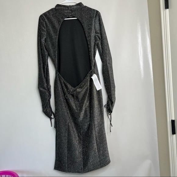 Top Shop Womens Long Sleeve shimmer‎ open back dress Size 8 - Picture 2 of 9